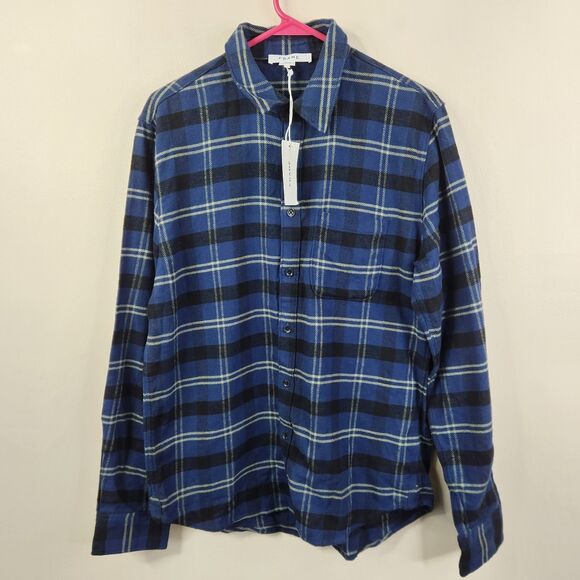 NEW Frame Mens LS Single Pocket Blue Plaid Button Down Classic Fit Shirt S